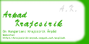 arpad krajcsirik business card