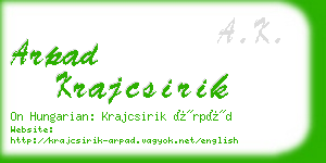 arpad krajcsirik business card